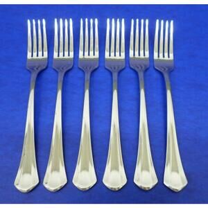 6 - International IMI11 Glossy Stainless KOREA Flatware 7 3/8" DINNER FORKS